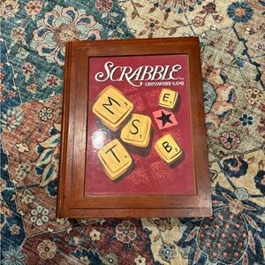 Scrabble Wooden Box Bookshelf Edition Vintage Collection